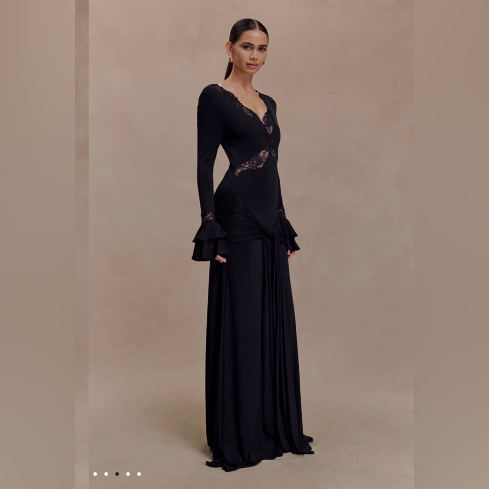 NWT MESHKI BLACK LACE INSERT MAXI DRESS - Picture 3 of 6